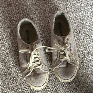 Superga Beige Lined Wool Sneakers size 8.5